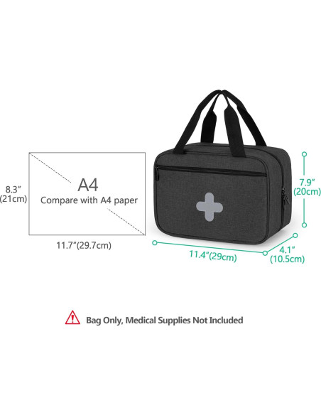 Bolsa de Primeros Auxilios CURMIO Negra Compacta 29x10x20 cm