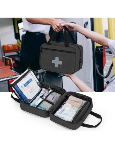 Bolsa de Primeros Auxilios CURMIO Negra Compacta 29x10x20 cm