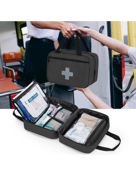 Bolsa de Primeros Auxilios CURMIO Negra Compacta 29x10x20 cm