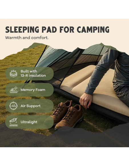 Colchón de Camping Autoinflable Oaktiv 200x70 cm Espuma Memoria