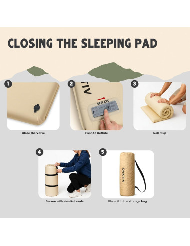 Colchón de Camping Autoinflable Oaktiv 200x70 cm Espuma Memoria