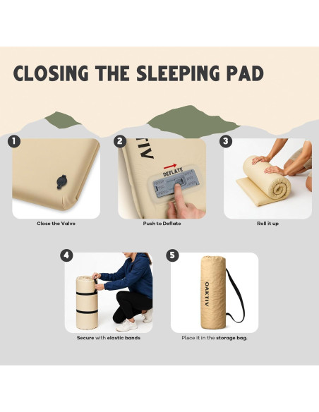 Colchón de Camping Autoinflable Oaktiv 200x70 cm Espuma Memoria