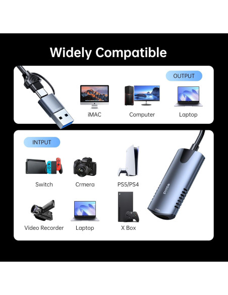 Tarjeta de Captura de Video Biaze 4K HDMI a USB 1080P 30FPS