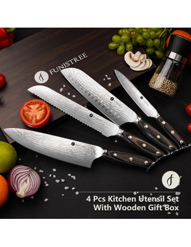 Juego de 4 Cuchillos de Cocina Profesional Funistree