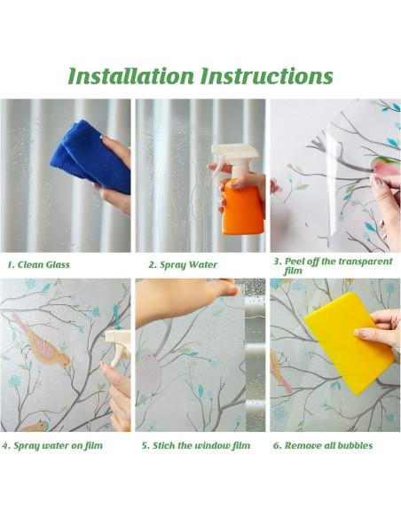 Película de Privacidad Coavas 44.5x199.8cm Pájaro Esmerilado