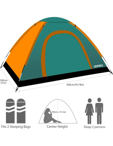 Tienda de Camping URPRO 2 Personas Impermeable 200x120cm