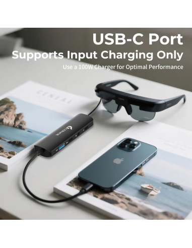 Adaptador USB-C 5-en-1 Guermok para Gafas AR - 8K@60Hz, 100W
