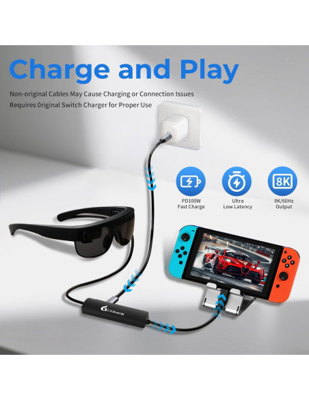 Adaptador USB-C 5-en-1 Guermok para Gafas AR - 8K@60Hz, 100W
