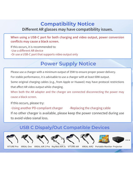 Adaptador USB-C 5-en-1 Guermok para Gafas AR - 8K@60Hz, 100W
