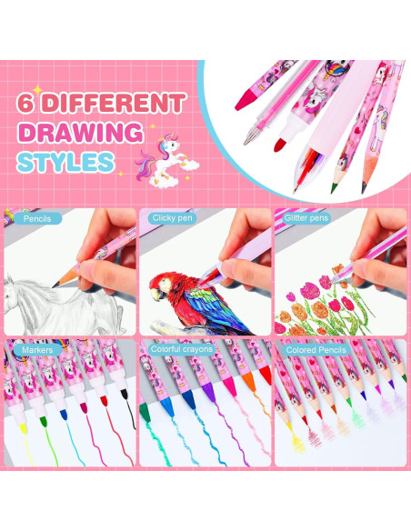 Kit de Dibujo Unicornio Homicozy 66 Piezas para Niñas 4-12 Años