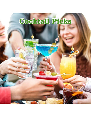 1000 Palillos de Cóctel Mwellewm Rosa y Dorado 11.94 cm