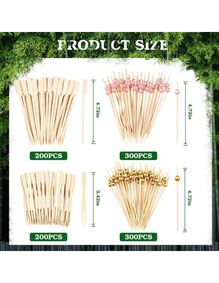 1000 Palillos de Cóctel Mwellewm Rosa y Dorado 11.94 cm