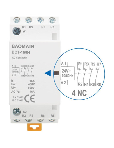 Contactores Modulares Baomain 24V AC 4 Polos 16A BCT-16-04