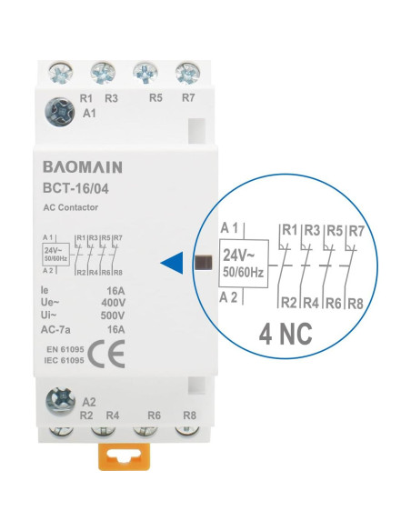 Contactores Modulares Baomain 24V AC 4 Polos 16A BCT-16-04