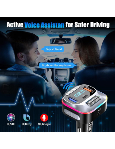 Transmisor FM Bluetooth 5.0 LENCENT T73 Cargador Coche 20W