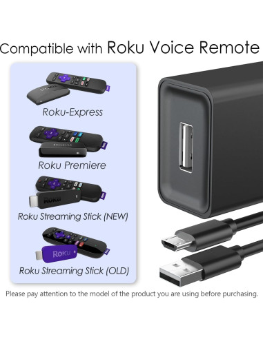 Adaptador Cargador Micro USB Cordro 5V para Roku Streaming Stick