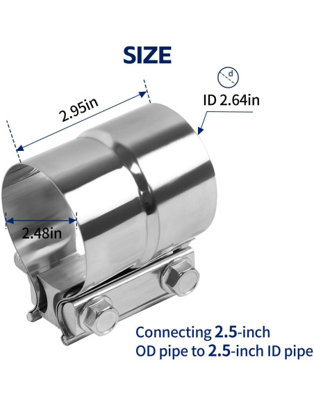 Abrazadera de Escape HZYAMZ 001 Acero Inoxidable 6.35 cm