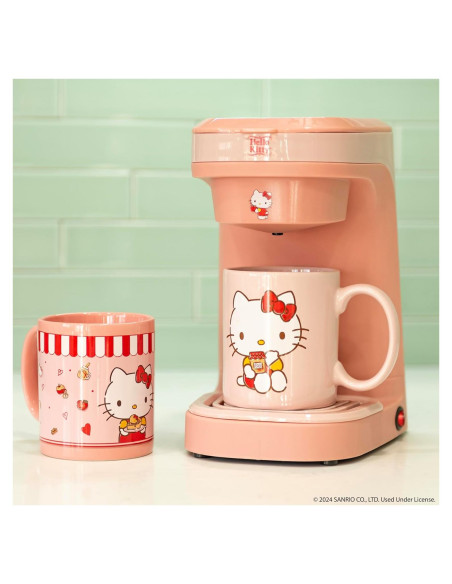 Cafetera de una taza Hello Kitty Uncanny Brands con 2 tazas