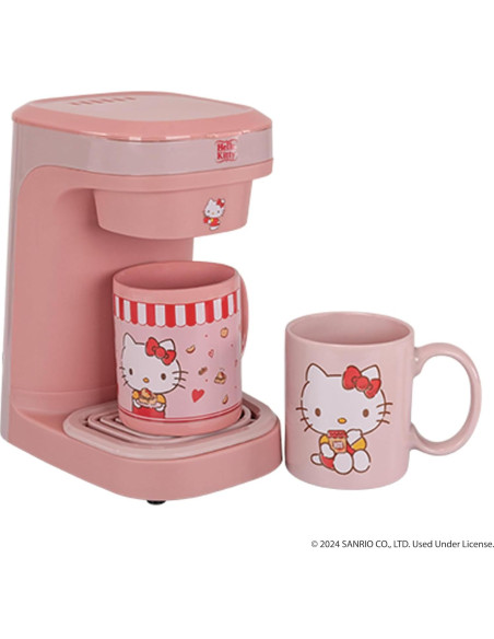 Cafetera de una taza Hello Kitty Uncanny Brands con 2 tazas