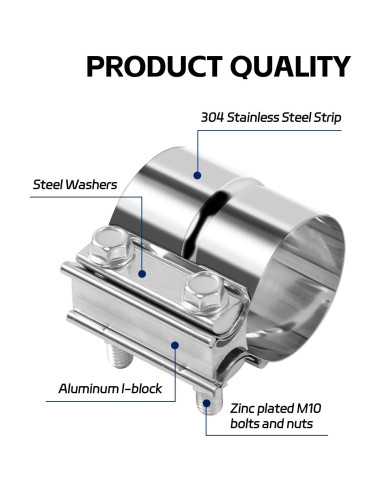 Abrazadera de Escape HZYAMZ 001 Acero Inoxidable 6.35 cm