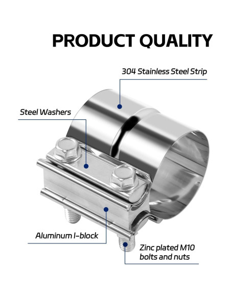 Abrazadera de Escape HZYAMZ 001 Acero Inoxidable 6.35 cm