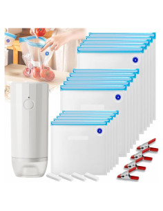 Bolsas Sous Vide Reutilizables 30 Pcs con Bomba Automática