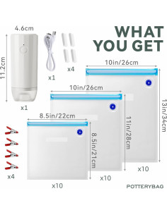 Bolsas Sous Vide Reutilizables 30 Pcs con Bomba Automática 2