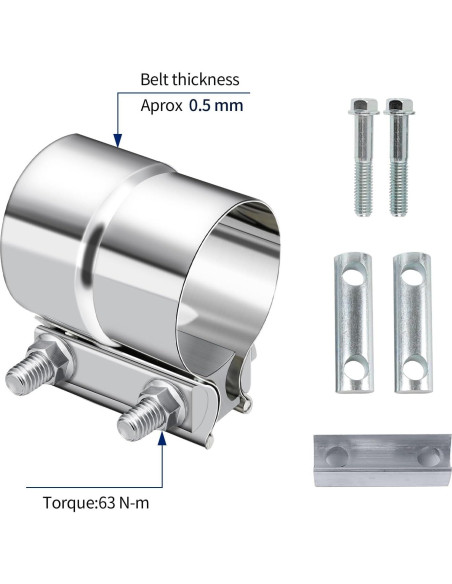 Abrazadera de Escape HZYAMZ 001 Acero Inoxidable 6.35 cm