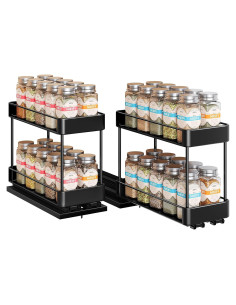 Organizador de Especias Nieifi Vertical 2 Niveles Metal Negro