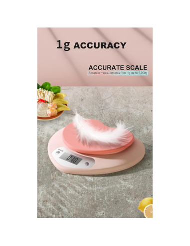 Balanza de Cocina YRY Rosa Corazón LCD 5 kg Precisa Tare