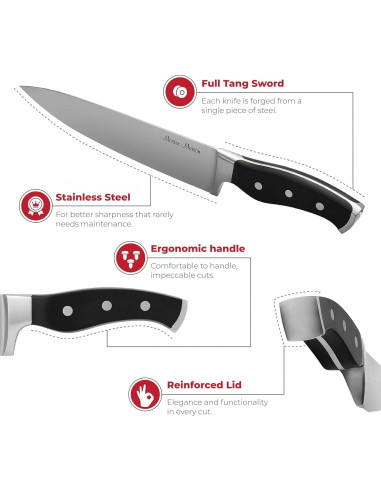 Cuchillo de Chef Master Maison 20.32 cm Acero Inoxidable Afilador