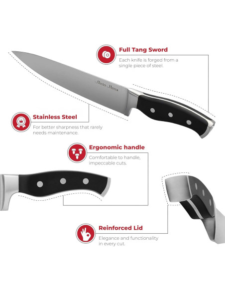 Cuchillo de Chef Master Maison 20.32 cm Acero Inoxidable Afilador