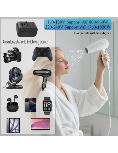 Convertidor de Voltaje Universal Zanoal 220V a 110V con 2 USB