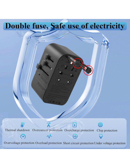 Convertidor de Voltaje Universal Zanoal 220V a 110V con 2 USB