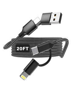 Cable de Carga Extra Largo 6m 60W USB-C y Lightning para iPhone