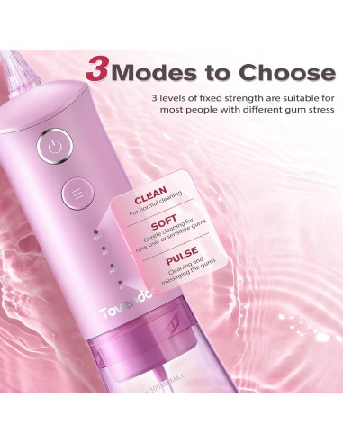Irrigador Oral TOVENDOR Recargable 300ml 3 Modos Rosa