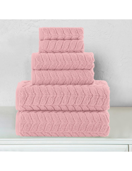 Conjunto de Toallas de Lujo Elegant Comfort 6 Piezas Algodón Turco Rosa