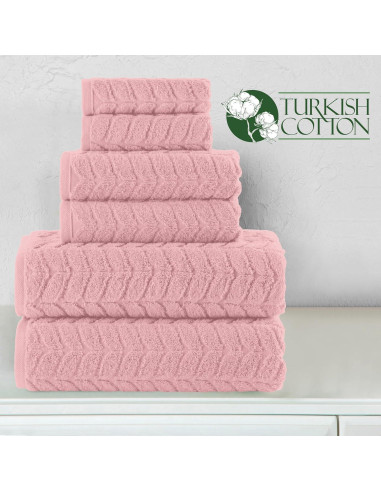 Conjunto de Toallas de Lujo Elegant Comfort 6 Piezas Algodón Turco Rosa