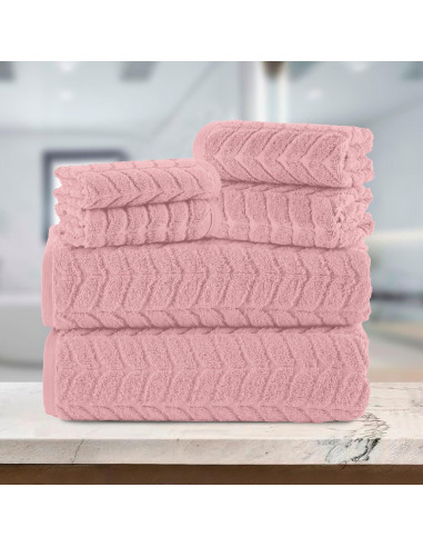 Conjunto de Toallas de Lujo Elegant Comfort 6 Piezas Algodón Turco Rosa