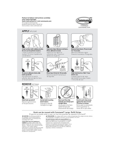 Gancho Jumbo Adhesivo Command Blanco - Soporta 3.4 kg