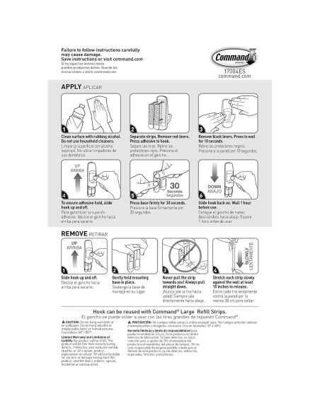 Gancho Jumbo Adhesivo Command Blanco - Soporta 3.4 kg