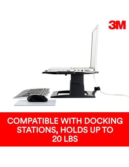 Soporte de Laptop Ajustable 3M LX500, Altura Ergonométrica 10-15 cm