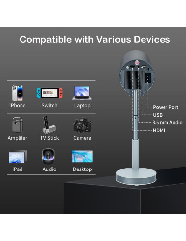 Proyector Mini Portátil Yidedraw TS-3 Pro 1080P WiFi 6 350 Lúmenes