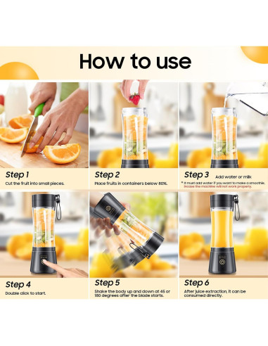 Licuadora Portátil YFIXQNSU 380ml Inalámbrica USB para Batidos