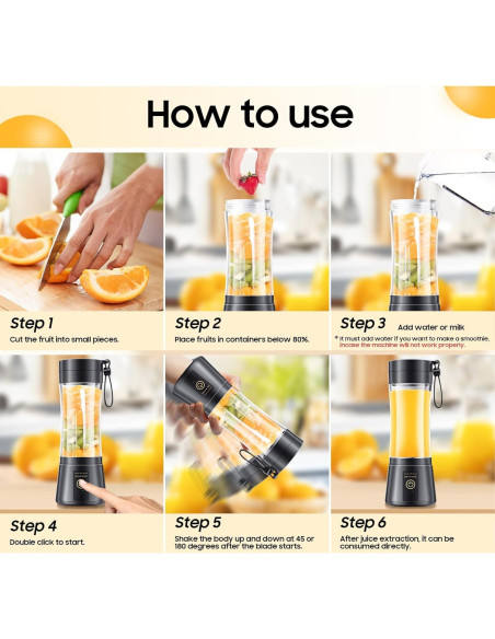 Licuadora Portátil YFIXQNSU 380ml Inalámbrica USB para Batidos