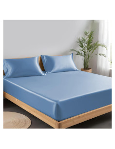 Sábana Ajustable Tencel Lyocell Linenwalas Reina 203x152 cm Azul