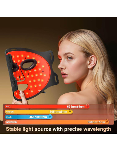 Máscara Facial de Terapia de Luz LED RubraVive KFB290 - Infrarroja y Roja