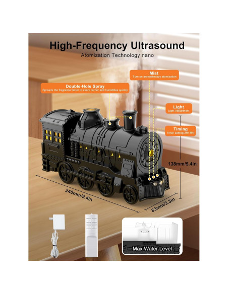 Humidificador Ultrasónico GESPERT Tren 300ml con Control Remoto Humidificador Ultrasónico GESPERT Tren 300ml con Control Remoto