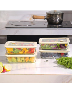 Juego de Contenedores de Alimentos Urban Green 4 Piezas Vidrio Hermético 2