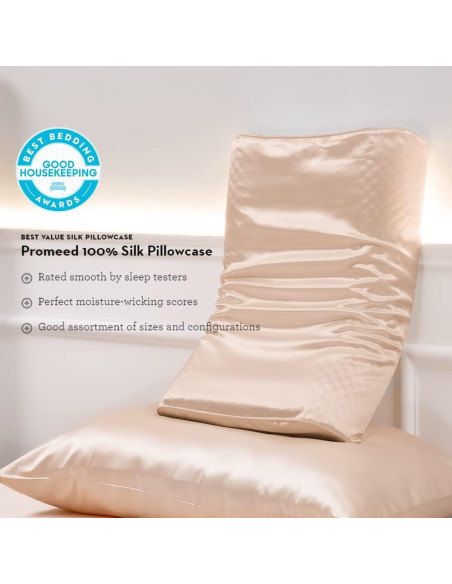 Funda de Almohada de Seda PROMEED 23 Momme Rey 100% Morera